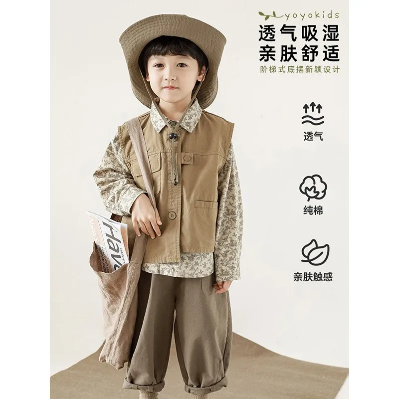 Children's Handsome Pocket Vest Set Spring Autumn Boys' Printing Loose Shirt Pants
Children's Handsome Pocket Vest Set Spring Autumn Boys' Printing Loose Shirt Pants