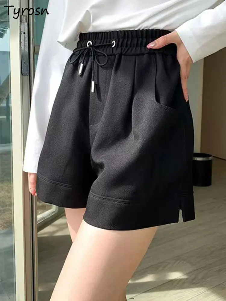 

Shorts Women Retro Basic All-match Loose Casual Summer Sporty Daily Streetwear Korean Style Ladies Slit Classic Stylish Tender