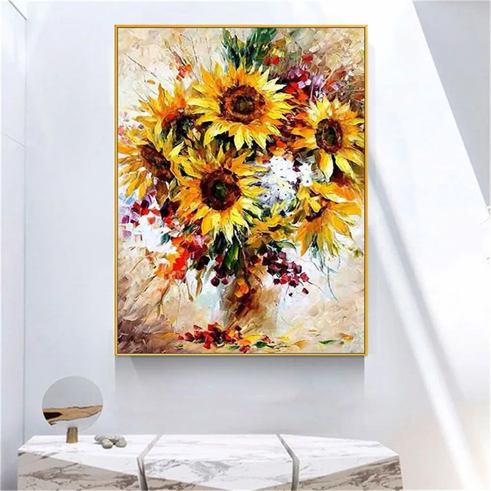 

High Quality Hand-Painted Vincent Van Gogh Oil Paintings Blossom Sunflower Canvas Pictures Decor Home Wall Art Poster Artwork