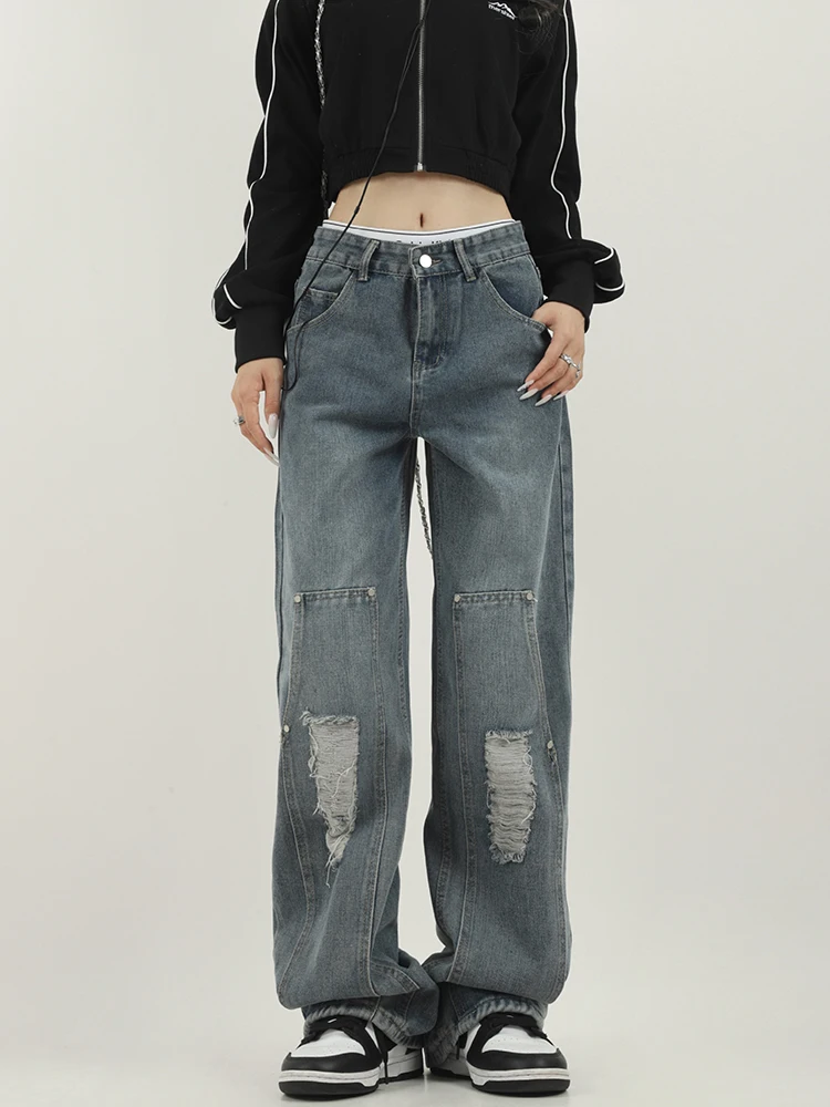 Vintage Ripped Baggy Jeans For Women 2023 New Harajuku Streetwear Y2K Denim Straight Pants Women Hip-Hop Wide Leg Trousers
Vintage Ripped Baggy Jeans For Women 2023 New Harajuku Streetwear Y2K Denim Straight Pants Women Hip-Hop Wide Leg Trousers