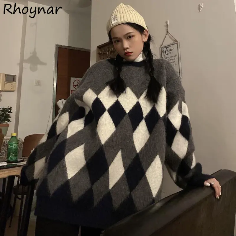 O-neck Argyle Baggy Pullovers Women Sweaters Preppy Sweet Harajuku American Hipster Design Vintage Panelled Clothing Knit Свитер
O-neck Argyle Baggy Pullovers Women Sweaters Preppy Sweet Harajuku American Hipster Design Vintage Panelled Clothing Knit Свитер