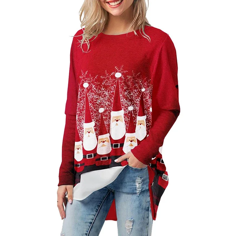 Fashion New Christmas Cartoon Print Women T-Shirts Autumn Winter O-Neck Long Sleeve Patchwork Casual Loose Straight Female Tops
Fashion New Christmas Cartoon Print Women T-Shirts Autumn Winter O-Neck Long Sleeve Patchwork Casual Loose Straight Female Tops