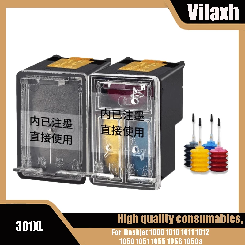 Vilaxh Ink Cartridge 301XL For HP 301 XL Remanufactured Replacement Deskjet 1000 1010 1011 1012 1050 1051 1055 1056 1050a 
Vilaxh Ink Cartridge 301XL For HP 301 XL Remanufactured Replacement Deskjet 1000 1010 1011 1012 1050 1051 1055 1056 1050a
