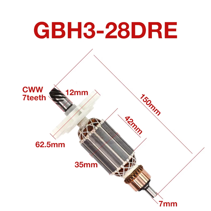 AC220-240V Armature Replacement Accessories for Bosch GBH3-28DRE 7teeth Hammer Armature Rotor Anchor
AC220-240V Armature Replacement Accessories for Bosch GBH3-28DRE 7teeth Hammer Armature Rotor Anchor
