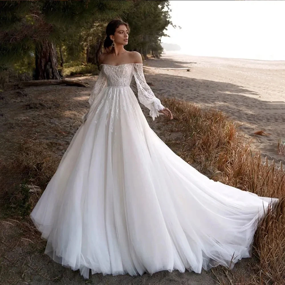 2024 Luxury New Elegant Sweetheart Wedding Dress Lace Applique Off The Shoulder Bridal Gowns Puff Long Sleeves Vestido De Novia
2024 Luxury New Elegant Sweetheart Wedding Dress Lace Applique Off The Shoulder Bridal Gowns Puff Long Sleeves Vestido De Novia