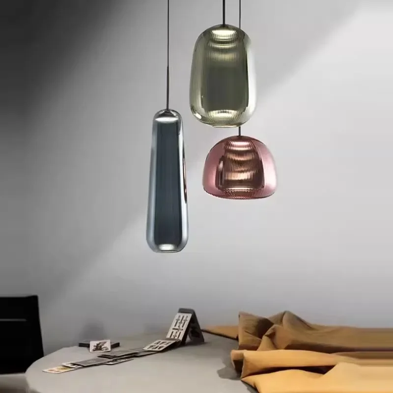 

Nordic LED Glass Pendant Lights Bedroom Dining Room Loft Luminaire Suspension Multicolored Bedside Lamps Home Decor Hang Lamp