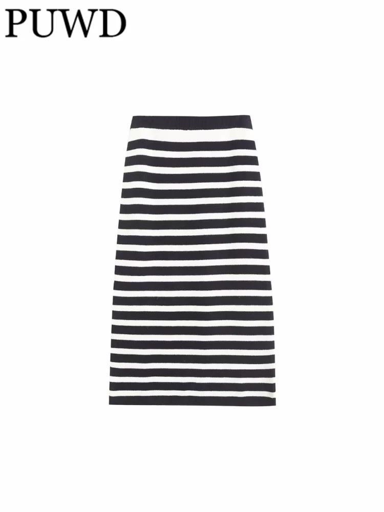 PUWD Women Fashion Black Striped Knit Skirt 2023 Spring Vintage High Waist Female Skirts Mujer
PUWD Women Fashion Black Striped Knit Skirt 2023 Spring Vintage High Waist Female Skirts Mujer