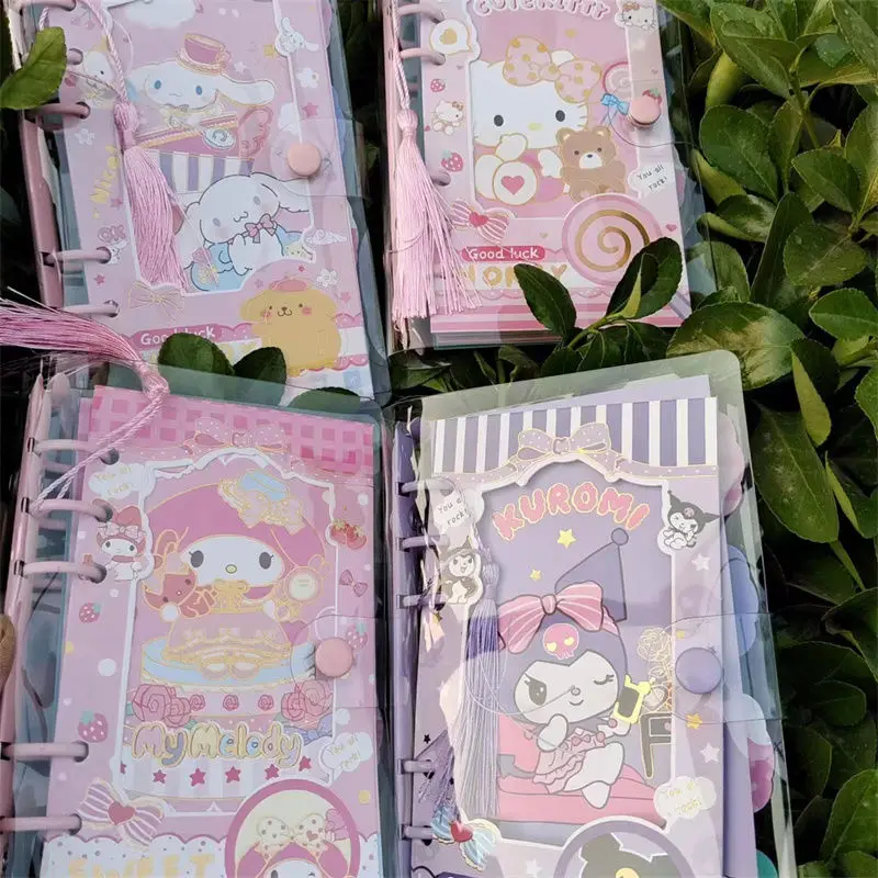 

Hello Kitty Sanrio Kuromi Kawaii Anime Girly Heart Loose-Leaf Ledger Book Cute My Melody Cartoon Notebook Color Paper Toys Girls