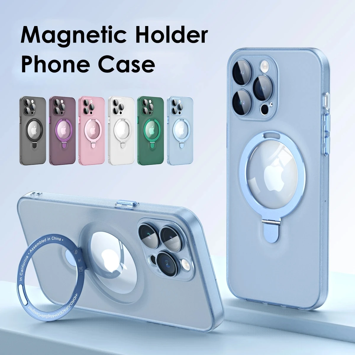 

Magnetic Stand Phone Case For Iphone 11 12 13 14 Pro Max 14Plus With Lens Film Holder Phone Cover For Samsung S22 S23 Plus Ultra
