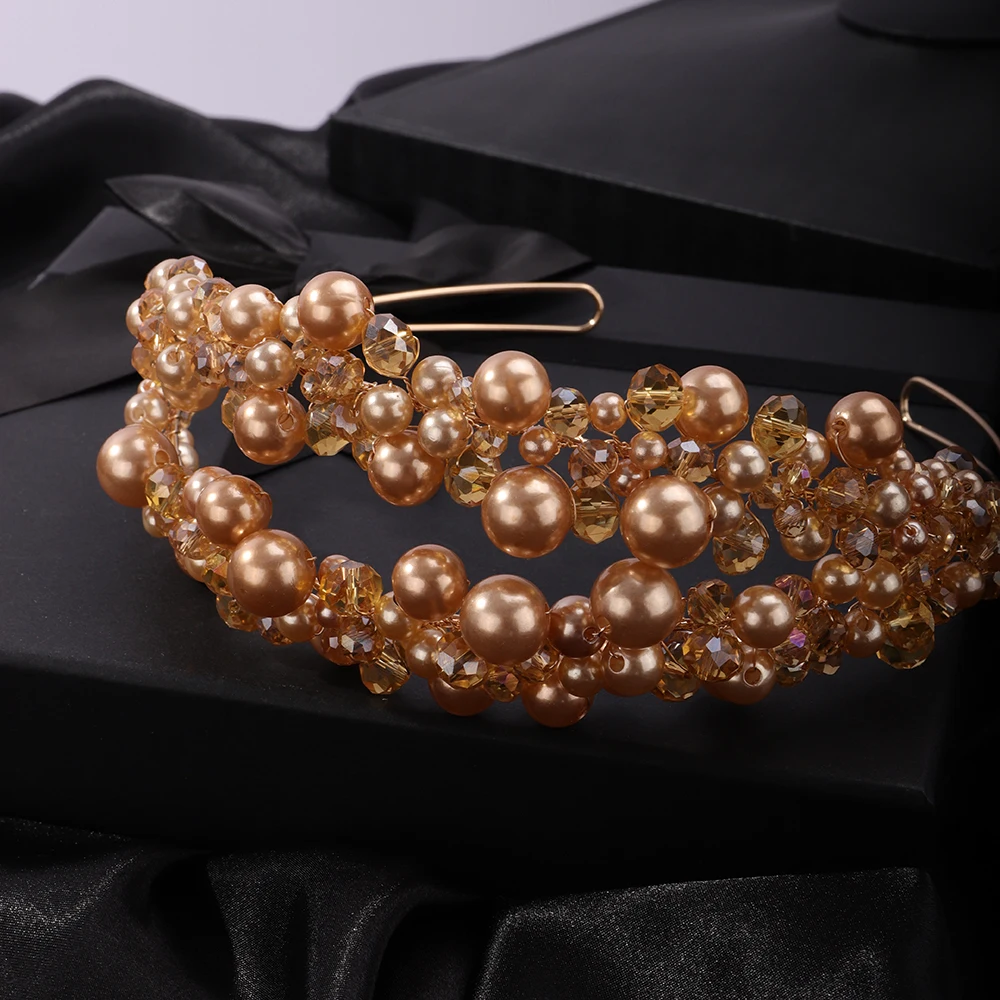 Luxury Elegant Pearl Crystal Crown Headpieces Bridal Headband Wedding Hair Jewelry Accessories Handmade Party Headdress Tiaras 13 S95afa2f5a4ef44e4bfd767faa996e5c5N