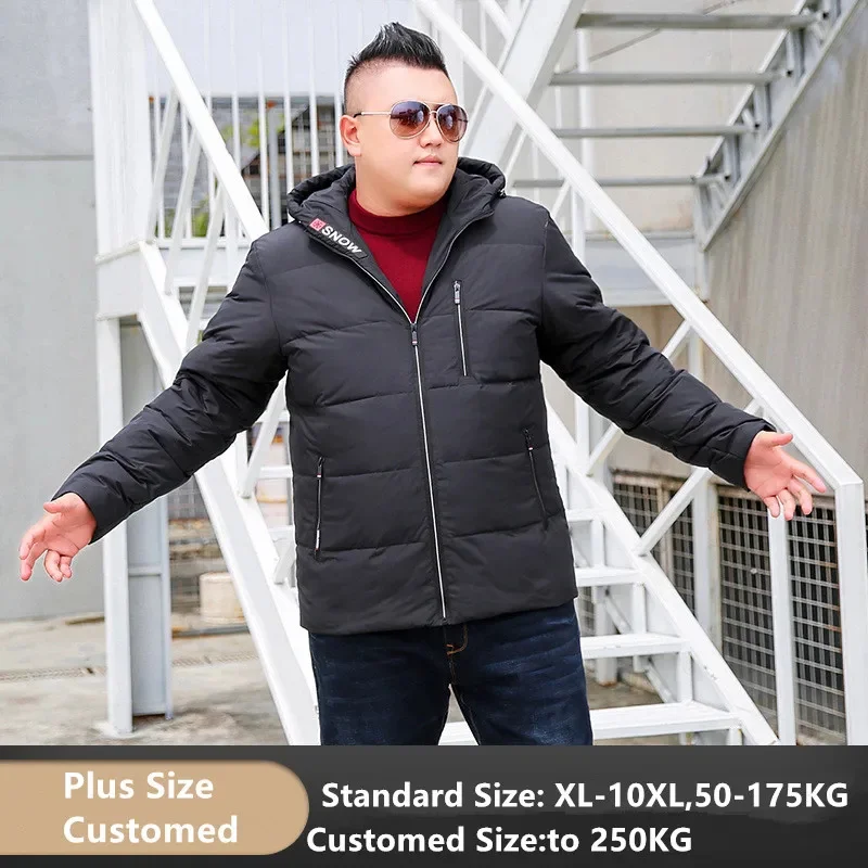 

Winter 80% Duck Down Jacket Men Hooded Thick Coat Mens Warm Plus Size 7XL 8XL 9XL 10XL Black Red Grey Hoodies Customized Clothes