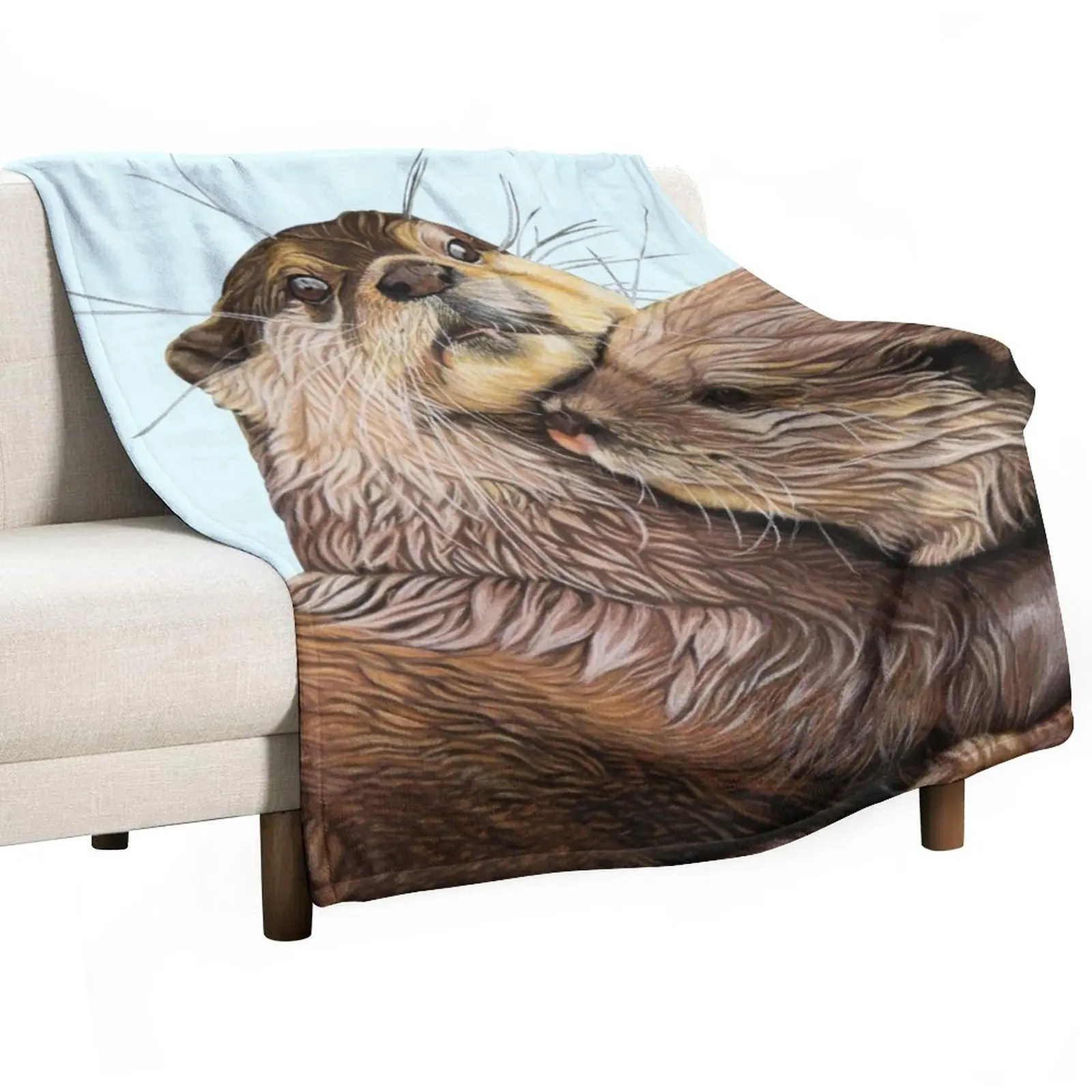 

Copy of Otter couple - Otter art - otter wall art - wildlife art - otter mate - otter family - otter swim Throw Blanket anime