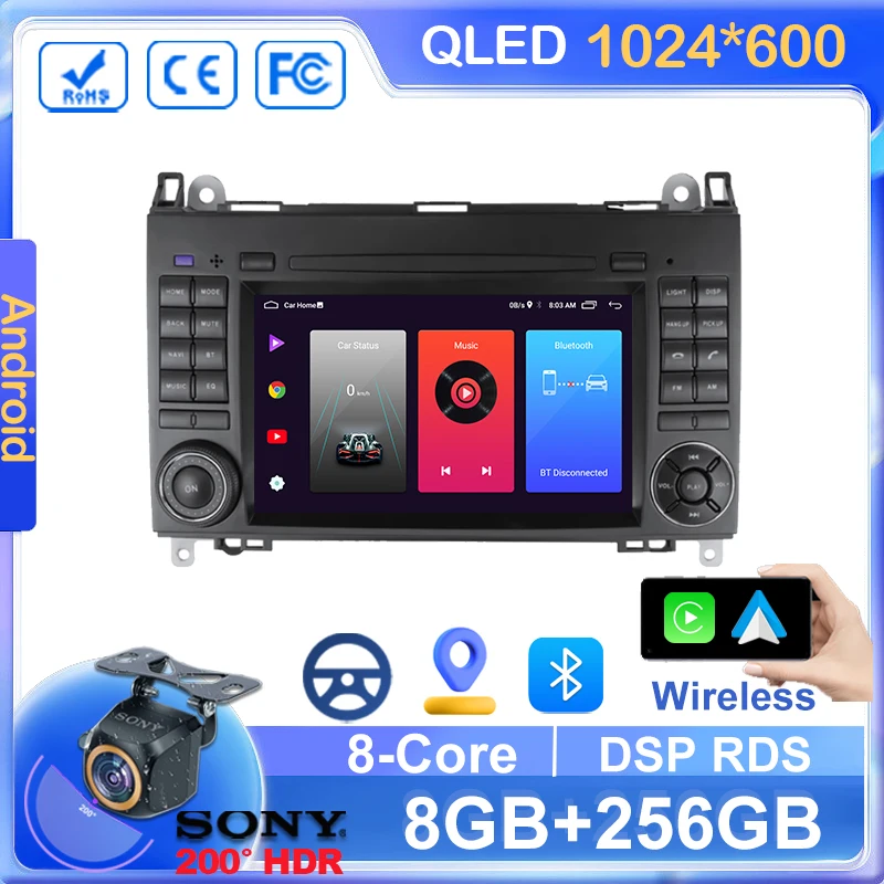 

2Din Android Car Radio For Mercedes Benz B200 Sprinter W906 W639 AB Class W169 W245 Viano Vito Multimedia Player GPS Stereo WIFI