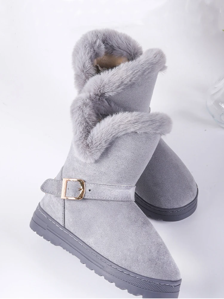 

Fleece Winter Boots Casual Fur Women Snow Boots Thicken Non-slip Plush Ankle Shoes Ladies Comfortable Insole Platform Boots