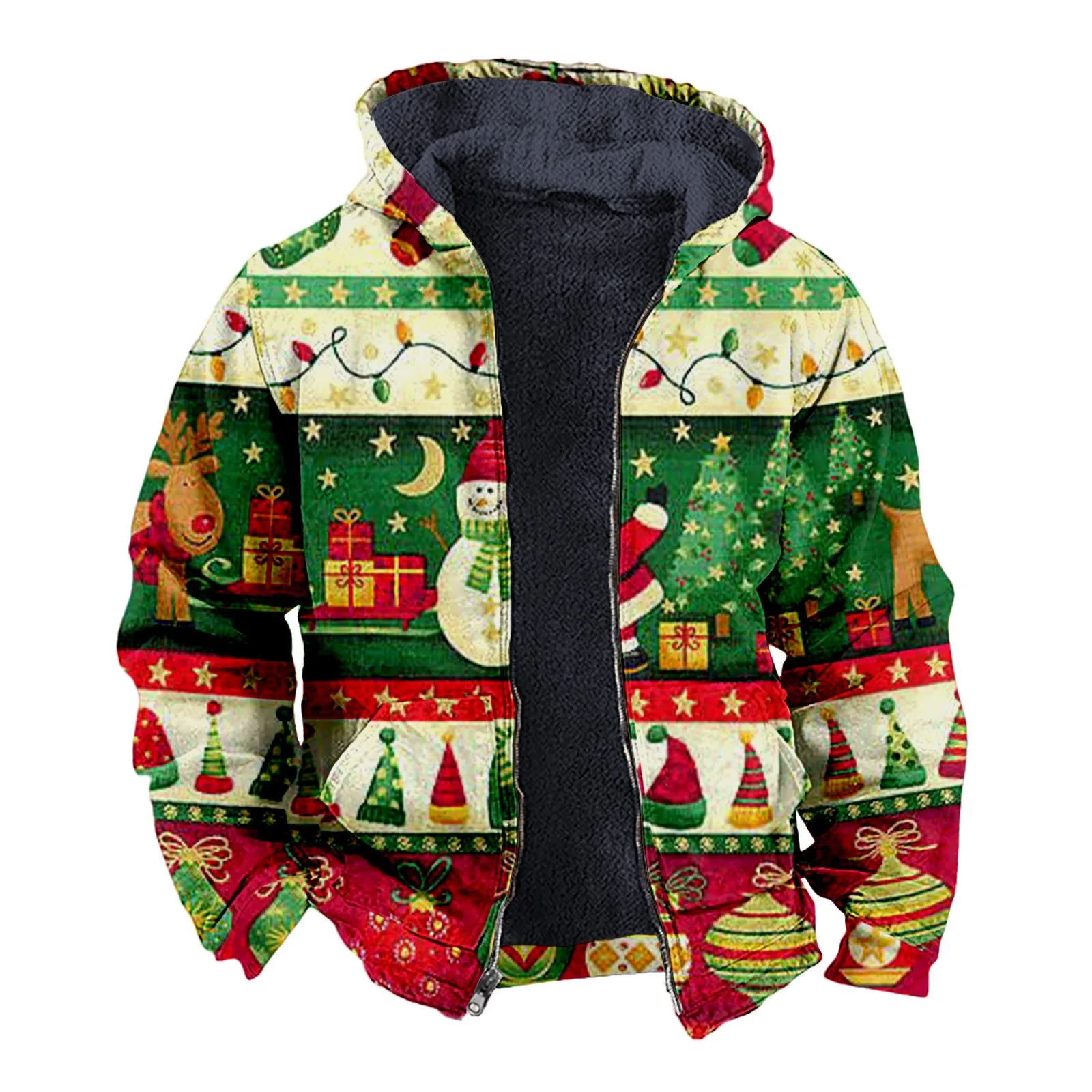 

Рождественские флисовые куртки на молнии, толстовки с длинным рукавом, свитшот, повседневное теплое пальто с капюшоном, Мужская одежда, мужская зимняя куртка, парки
