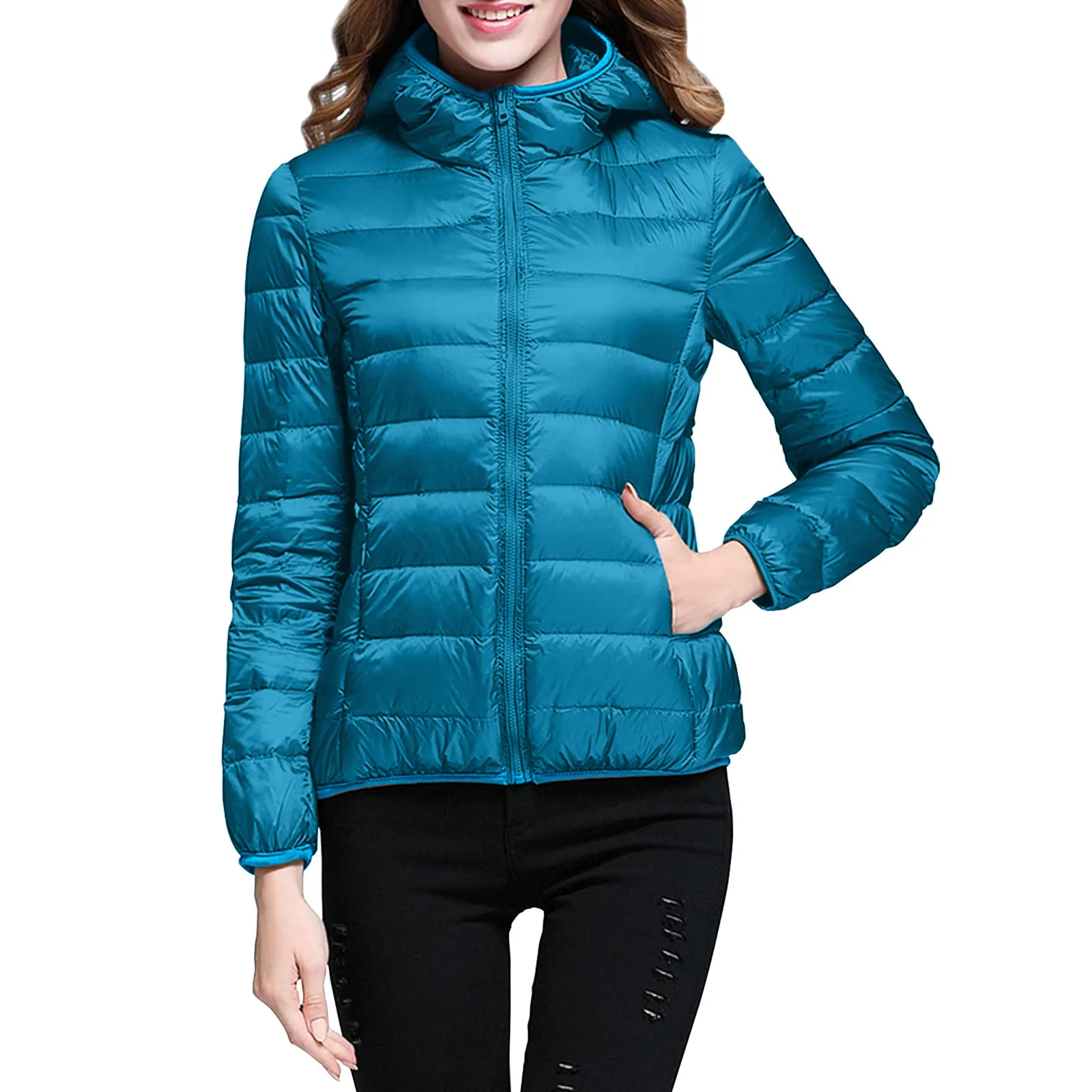 

Женская теплая легкая куртка с капюшоном, ветрозащитное зимнее пальто с переработанной изоляцией, зимняя облегающая женская городская куртка 3x
