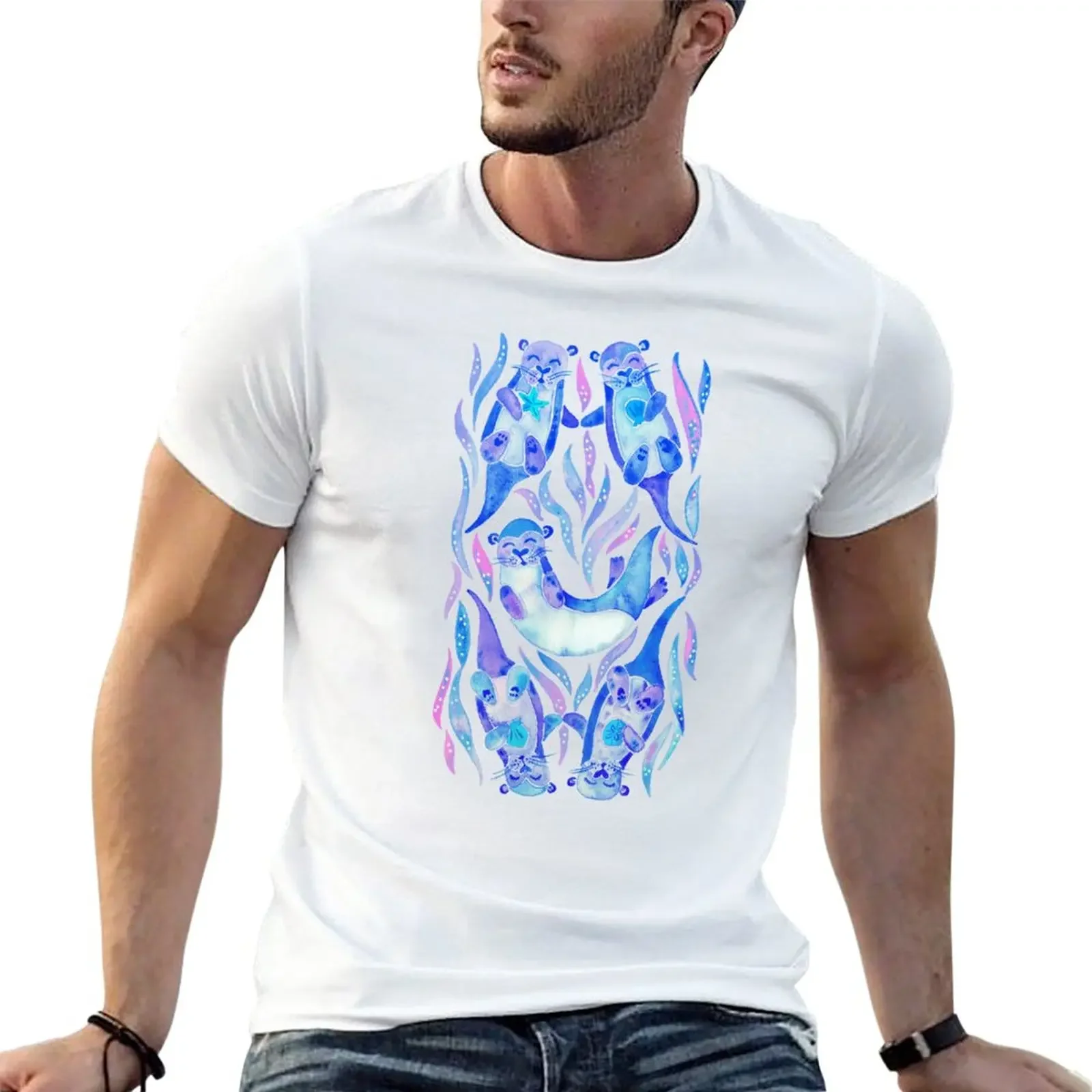 

Five Otters – Indigo Ombré T-Shirt korean fashion funnys mens graphic t-shirts big and tall
