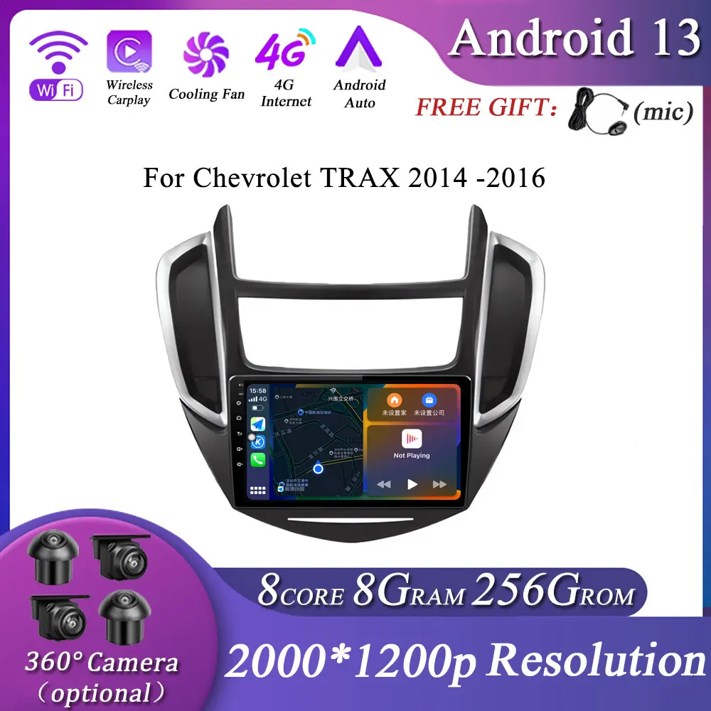 Car Radio For Chevrolet TRAX 2014 -2016 Android 13 Multimedia Stereo Player 4G WiFi GPS Navigation Video
Car Radio For Chevrolet TRAX 2014 -2016 Android 13 Multimedia Stereo Player 4G WiFi GPS Navigation Video