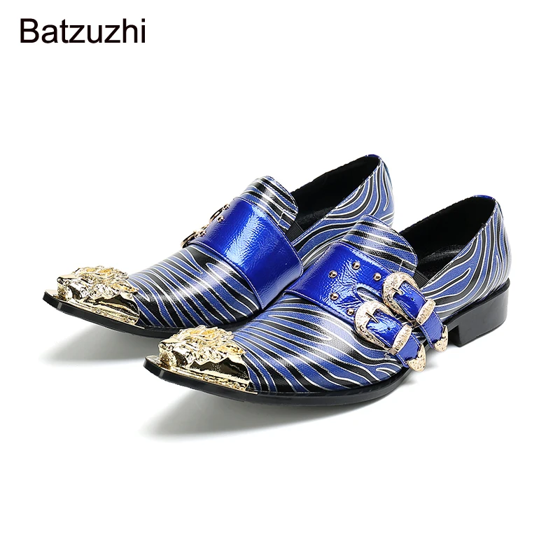 

Batzuzhi Men's Shoes Italian Type Handmade Gold Belt Leather Dress Shoes for Men Wedding Shoes and Party Zapatos Hombre, 38-47