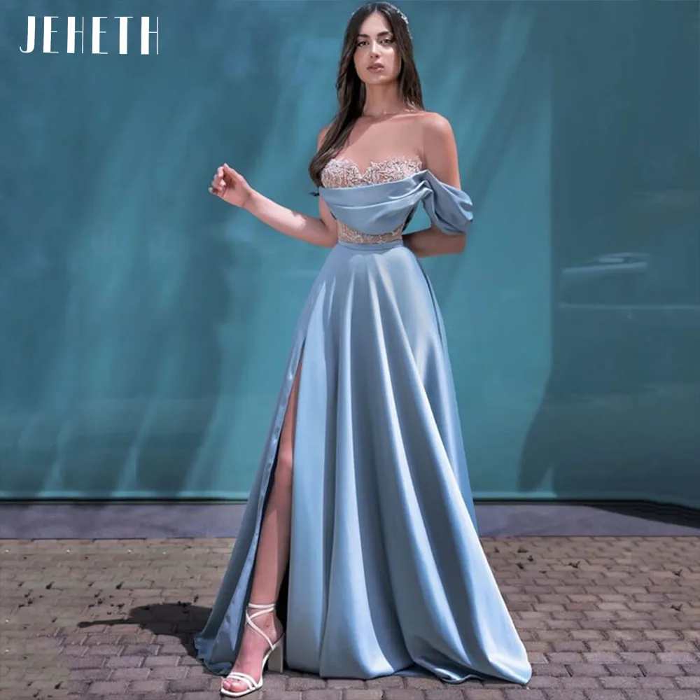 JEHETH Sexy One Shoulder Satin High Split Prom Dresses Sweetheart A-Line Lace Evening Party Cocktail Gown Floor Length robes de
JEHETH Sexy One Shoulder Satin High Split Prom Dresses Sweetheart A-Line Lace Evening Party Cocktail Gown Floor Length robes de