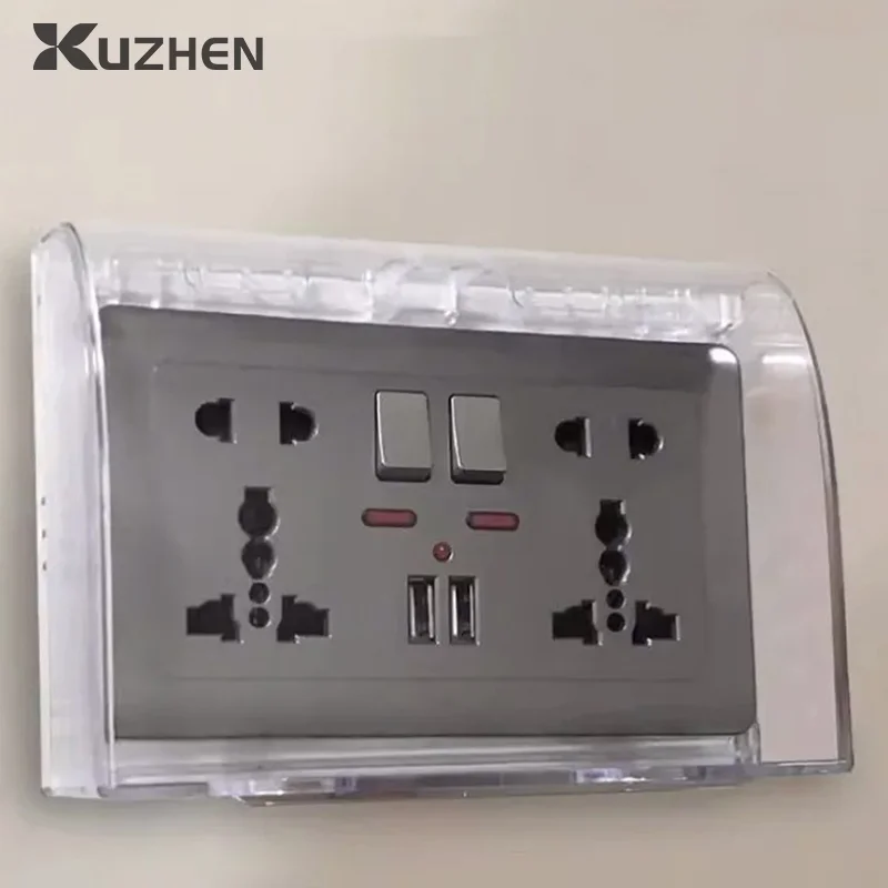 

146 Waterproof Splash Box For Wall Sockets White Transaparent Protection Cover For Washroom Sockets