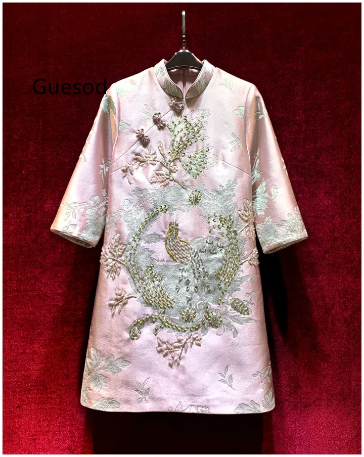 Women Jacquard Dress Elegant Ladies Handmade Diamond Chinese Cheongsam Dress Top Quality 2023 Spring New
Women Jacquard Dress Elegant Ladies Handmade Diamond Chinese Cheongsam Dress Top Quality 2023 Spring New