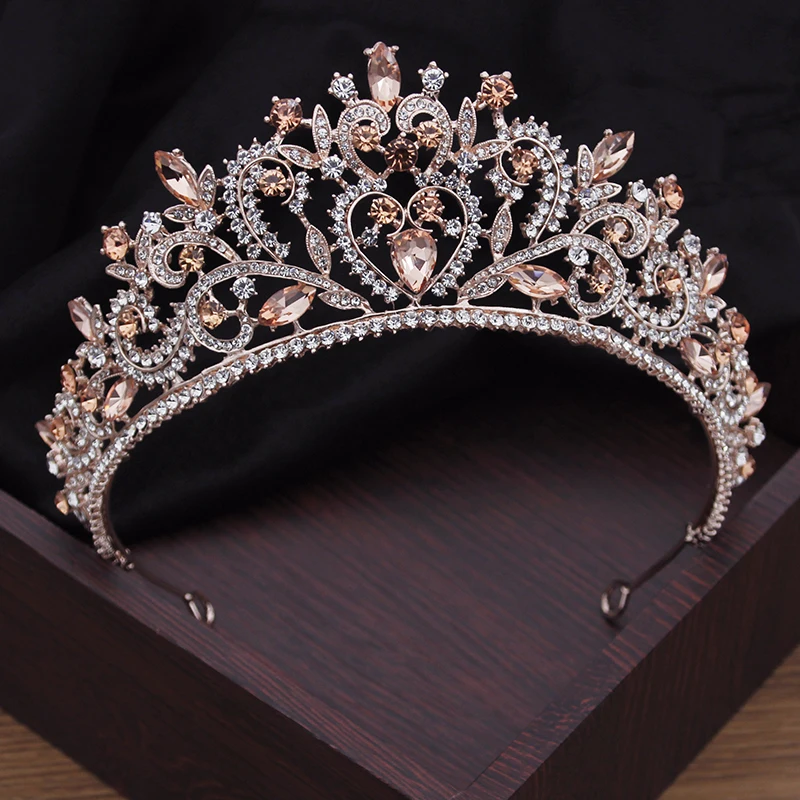 

Baroque Vintage Crystal Crown Tiaras Headbands for Queen Bride Diadem Headdress Prom Wedding Hair Jewelry Ornaments Bridal