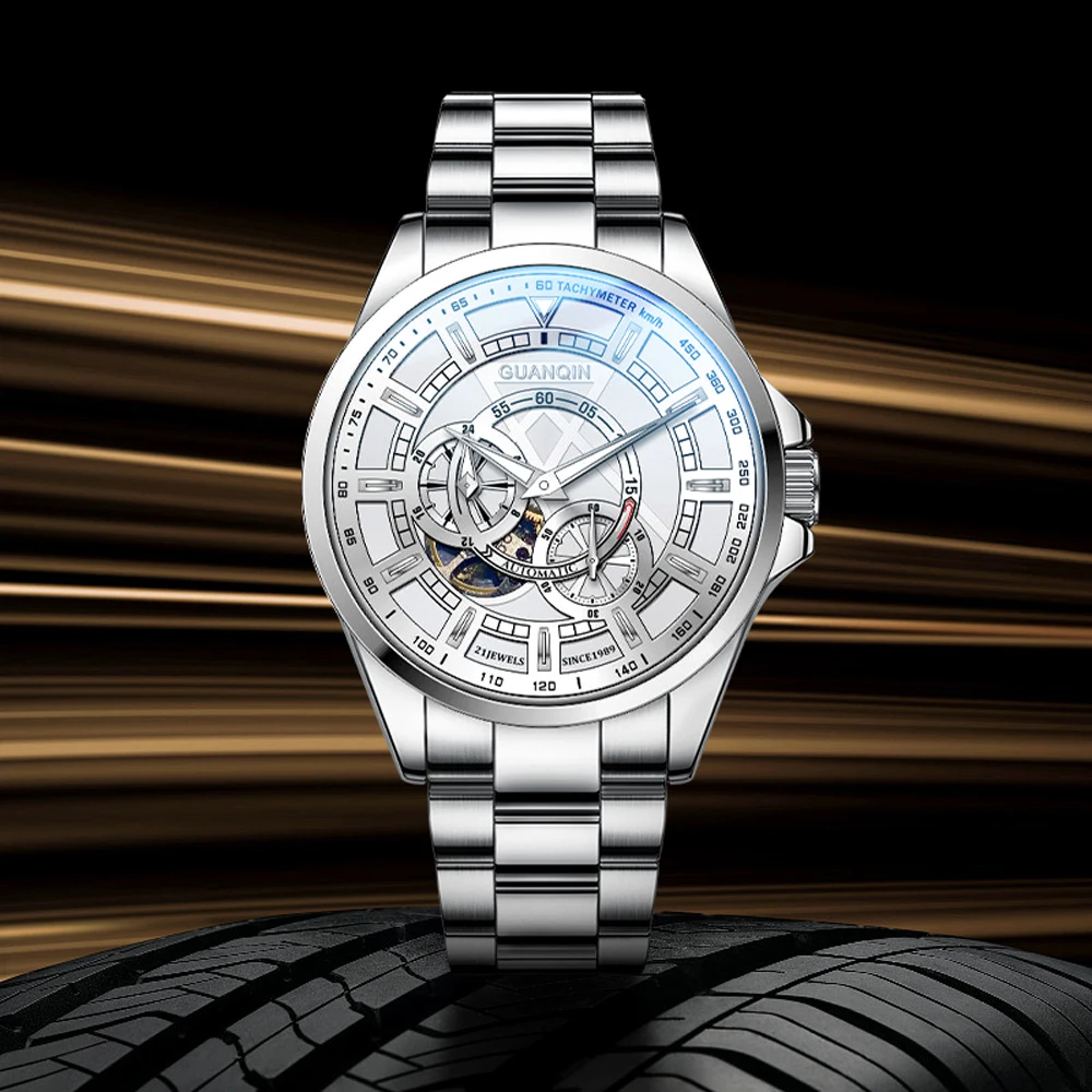 

Новинка 2024, мужские часы GUANQIN, роскошные мужские механические наручные часы, автоматические часы для мужчин, водонепроницаемые светящиеся часы с турбийоном