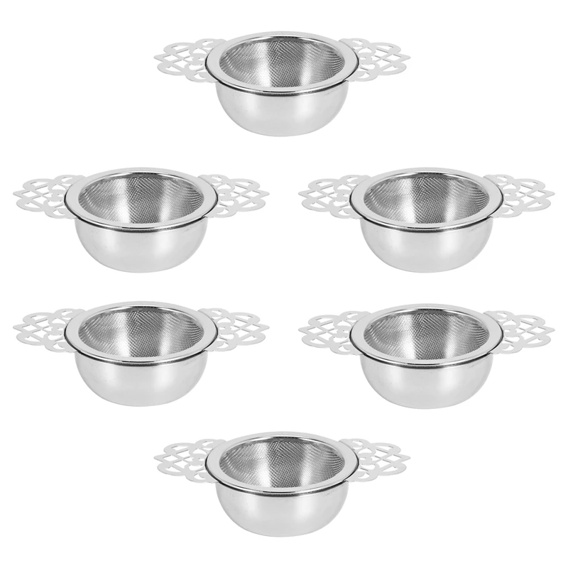 

6Pack Tea Strainers With Drip Bowl,2.5 Inch Tea Filters For Loose Leaf Tea, Stainless Steel Mesh Tea Infuser With Handle