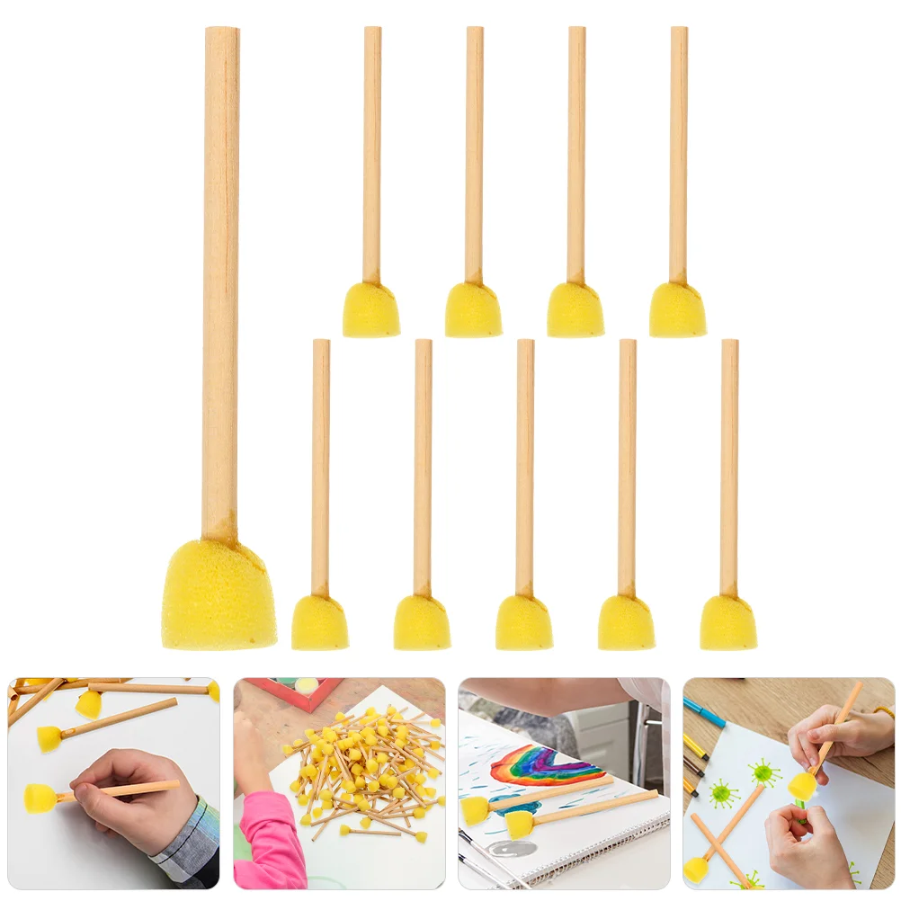 

Sponge Brush with Wooden Handle Yellow Paint Pen Sponges Painting for Detailing Sea Foam Drawing Toys Soft