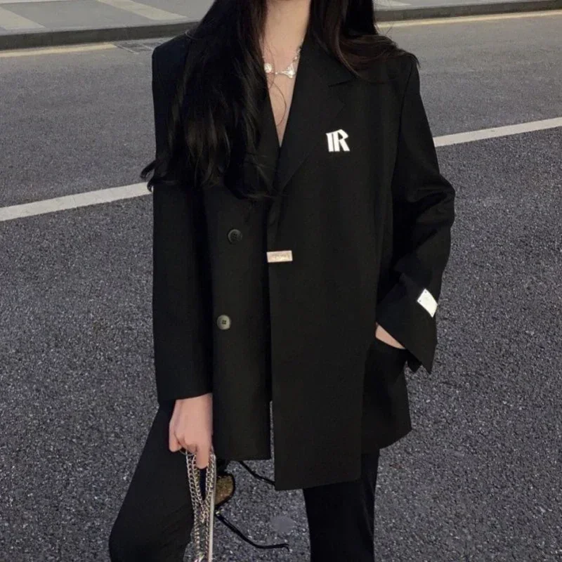 

Coats for Women Over Long Jacket Dress Black Blazer Woman Loose Outerwears Clothes Tailoring Winter Trend 2023 Spring Youthful