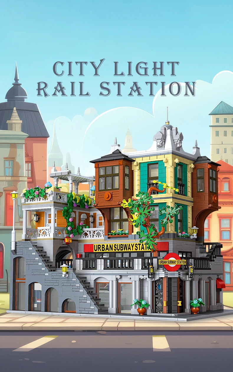 In stock Creative City Light Rail Station Building Blocks MOC street view Subway Station Train Creative Model Set Bricks Toys In stock Creative City Light Rail Station Building Blocks MOC street view Subway Station Train Creative Model Set Bricks Toys