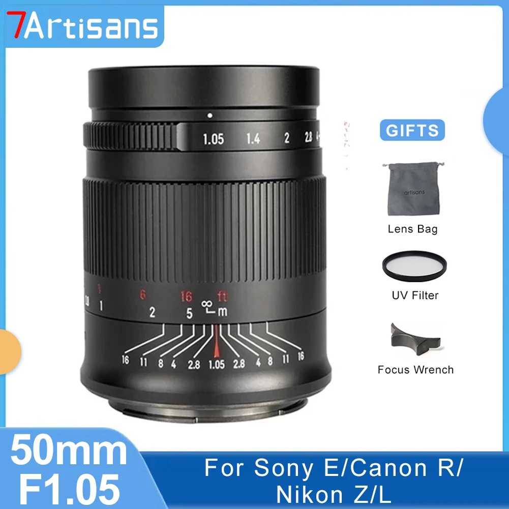 

7 Artisans 7artisans 50mm F1.05 Full Frame Large Aperture Prime Lens for Sony A7R3 M3 M2/Canon R5 R6 EOS R Nikon Z5 Z6 Z7II