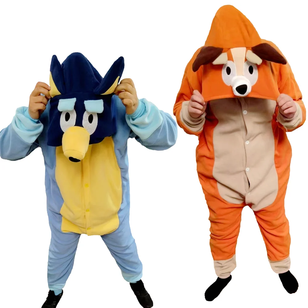 

Moose Bluey Adult And Children's Cartoon One-piece Pajamas Bingo Bluey Cosplay Costume Blue And Orange Multiple Sizes Available