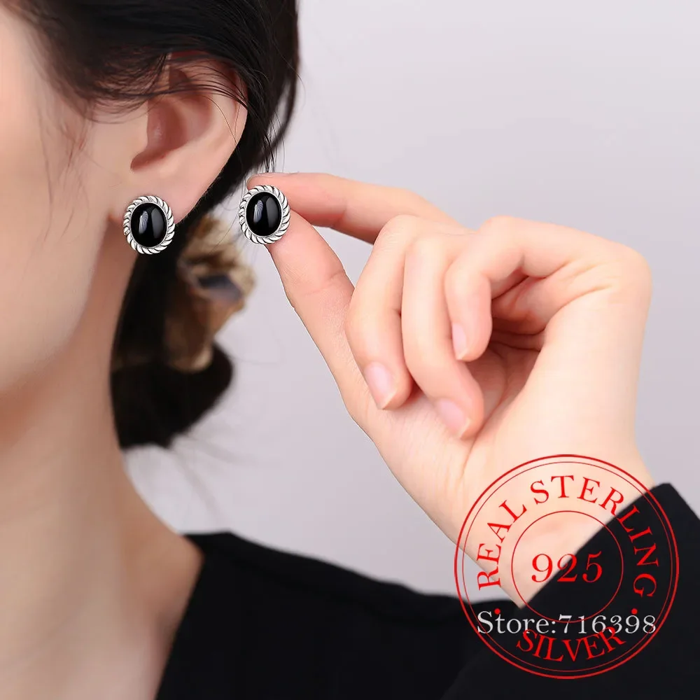 925 Sterling Silver Threaded Natural Black Onyx Stud Earrings for Women Girls Piercing Jewelry Women's Party Wedding Pendiente
925 Sterling Silver Threaded Natural Black Onyx Stud Earrings for Women Girls Piercing Jewelry Women's Party Wedding Pendiente