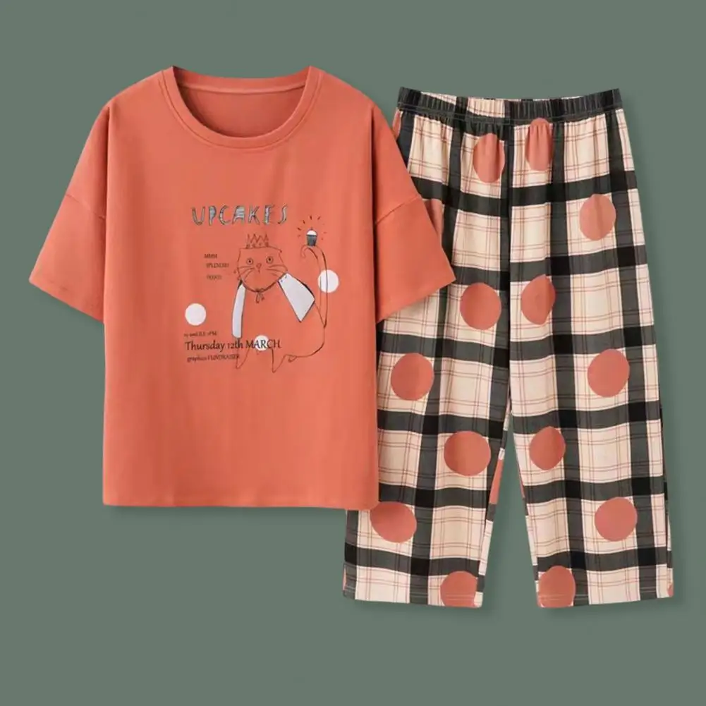 2 Pcs/Set Summer Nighty Suit Comfortable Women Pajamas Set Short Sleeves Chic O Neck Lady Night Clothes Women Garment
2 Pcs/Set Summer Nighty Suit Comfortable Women Pajamas Set Short Sleeves Chic O Neck Lady Night Clothes Women Garment