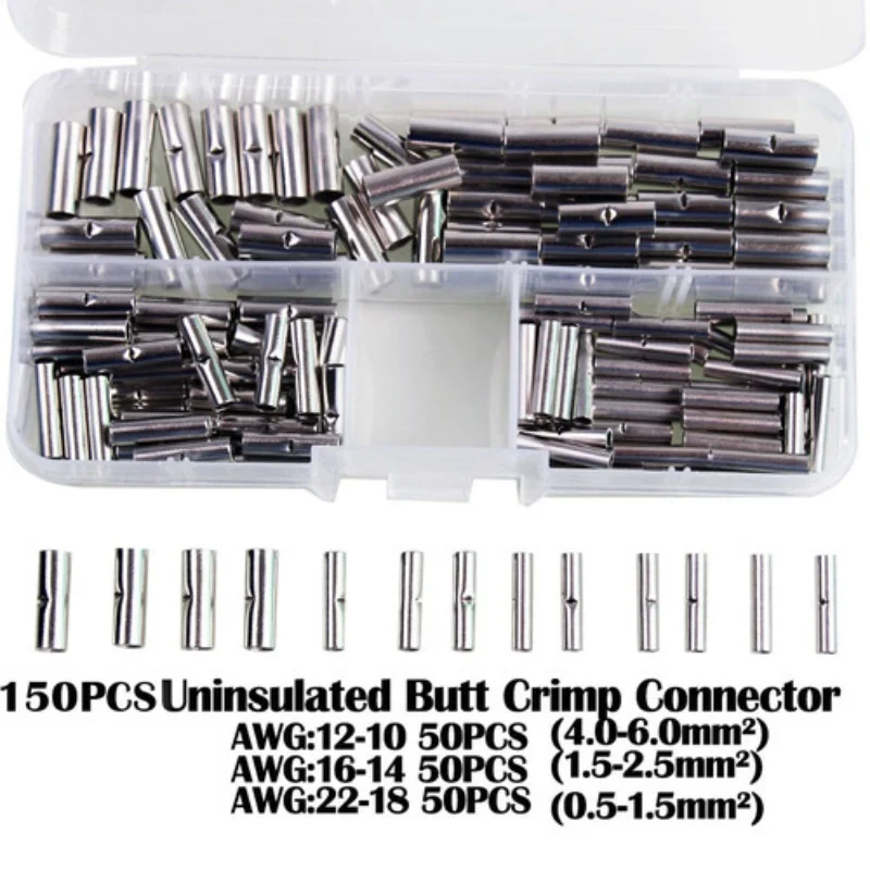 150pcs 22-18 16-14 12-10AWG Wire Ferrule Cable Uninsulated Crimp Rolled Terminals Kit Naked Butt Connectors Wire Connector
150pcs 22-18 16-14 12-10AWG Wire Ferrule Cable Uninsulated Crimp Rolled Terminals Kit Naked Butt Connectors Wire Connector