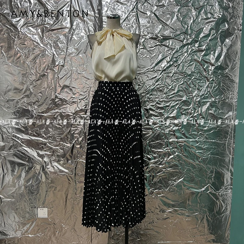 Spring Summer New Classic Polka Dot Pleated Skirt With Belt 2024 Korean Style Popular Conventional Retro Artistic Long Skirts
Spring Summer New Classic Polka Dot Pleated Skirt With Belt 2024 Korean Style Popular Conventional Retro Artistic Long Skirts