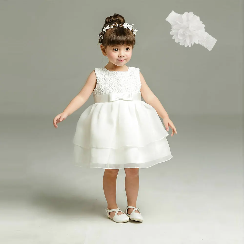 

rose flower baby girl dress beige satin belt baby dresses girl clothing for birthday christening vestido infantil 3-24M