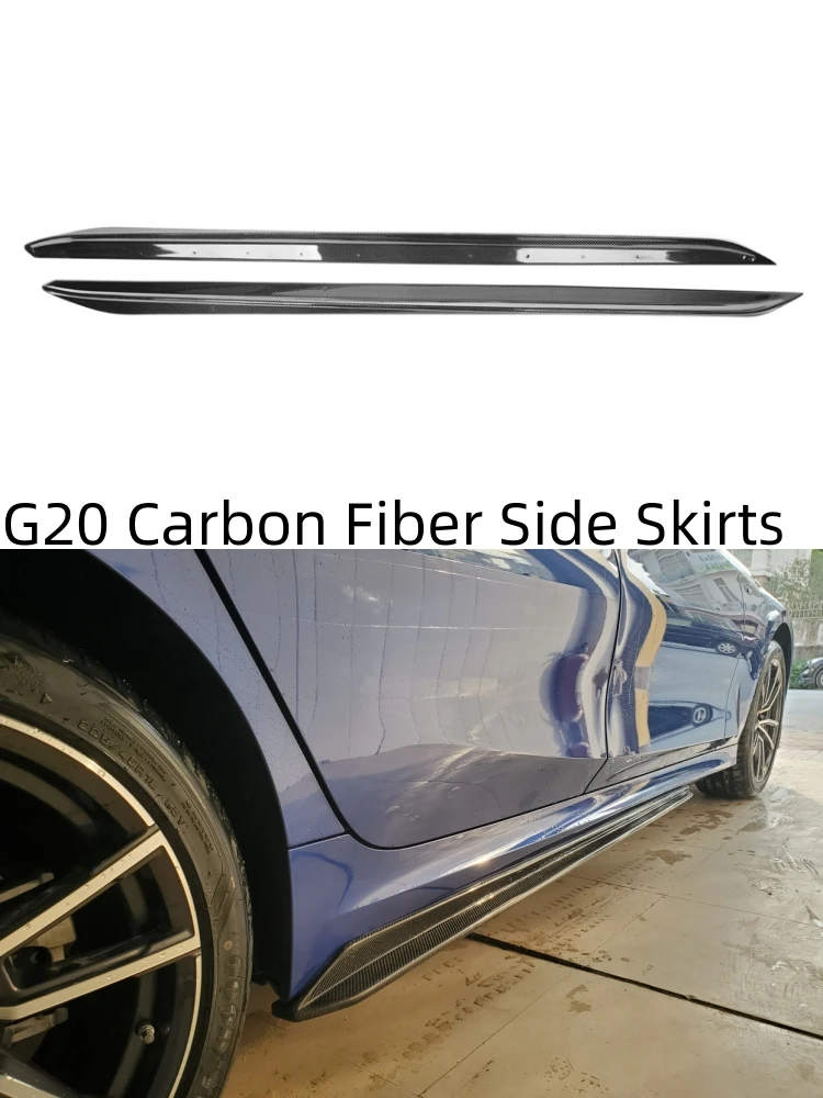 

For G20 Carbon Fiber Side Skirt Extensions Lip M Performance for BMW New 3 Series G20 G28 Sports 320 330 340 2019- UP Body Kits