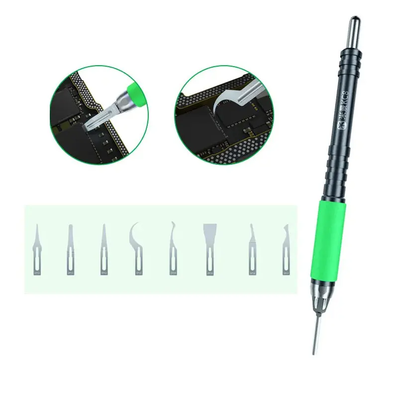 Mijing KC8 CPU NAND Glue Removal Blade Chip Scraper Pry Knife For Mobile Phone Motherboard BGA Glass Disassembly Hand Tools
Mijing KC8 CPU NAND Glue Removal Blade Chip Scraper Pry Knife For Mobile Phone Motherboard BGA Glass Disassembly Hand Tools