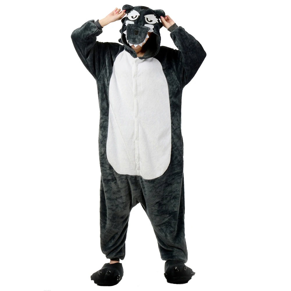 Unisex Winter One-Piece Cartoon Grey Wolf Pajamas With A Domineering Hat Pocket Polyester Warm Comfortable Sleepwear Cosplay
Unisex Winter One-Piece Cartoon Grey Wolf Pajamas With A Domineering Hat Pocket Polyester Warm Comfortable Sleepwear Cosplay