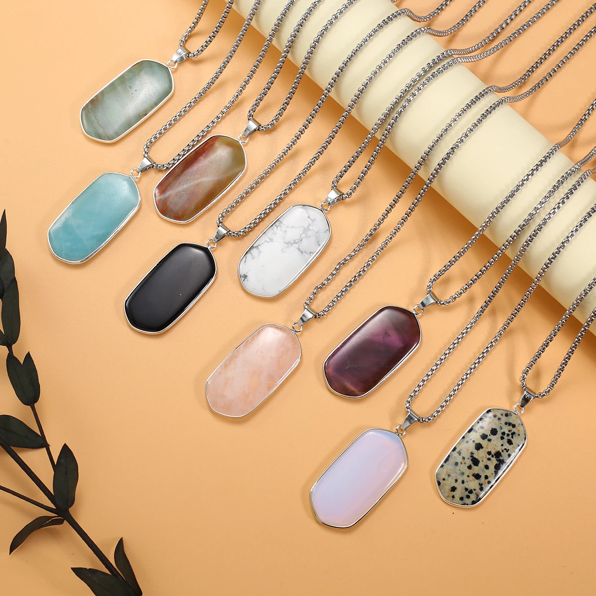 Natural Rectangular Wrapped Pendant Amethysts Black Agate Opal 60cm Stainless Steel Necklace Women Charms Chakra Healing Jewelry
Natural Rectangular Wrapped Pendant Amethysts Black Agate Opal 60cm Stainless Steel Necklace Women Charms Chakra Healing Jewelry