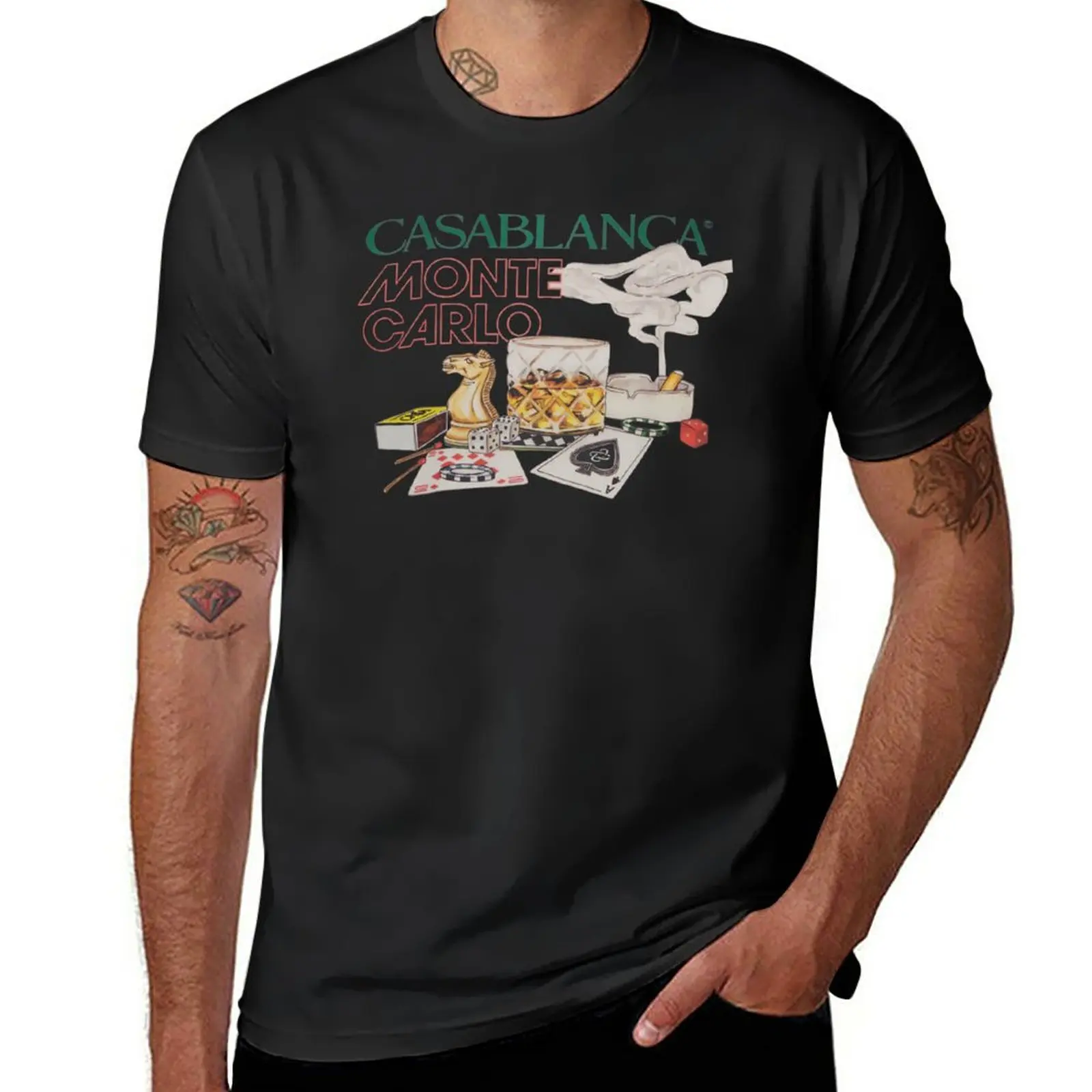 

New casablanca monte carlo T-Shirt Tee shirt black t shirts aesthetic clothes boys white t shirts Men's clothing