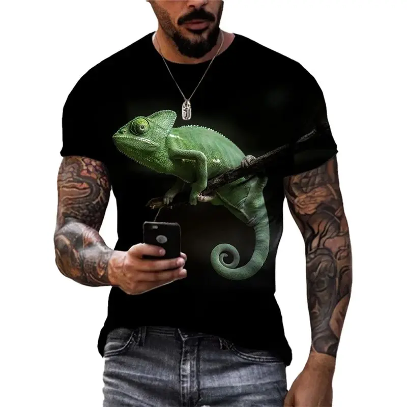 Summer Men 3d Printed Chameleon Graphic T-Shirt Fashion Casual Funny Hip Hop Fun Street Personality O Collar Short Sleeve Top
Summer Men 3d Printed Chameleon Graphic T-Shirt Fashion Casual Funny Hip Hop Fun Street Personality O Collar Short Sleeve Top