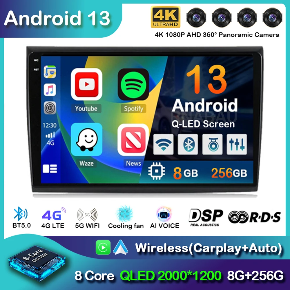 

Автомагнитола Carplay для Fiat Bravo 2007-2012, мультимедийный видеоплеер на Android 13, Wi-Fi + 4G, GPS-навигация, аудио, 2 Din, стерео, DVD