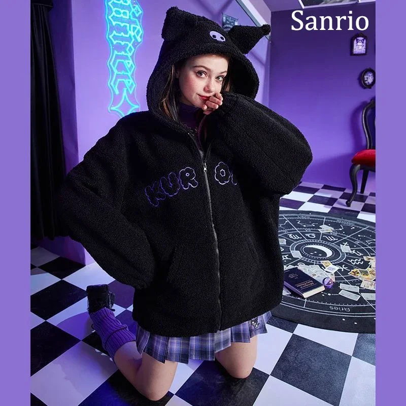 Sanrio Kuromi Faux Lamb Suede Autumn and Winter Jacket Cartoon Cute Plush Zip Jacket Fashion Loose Warm Black Hooded Sweatshirt
Sanrio Kuromi Faux Lamb Suede Autumn and Winter Jacket Cartoon Cute Plush Zip Jacket Fashion Loose Warm Black Hooded Sweatshirt