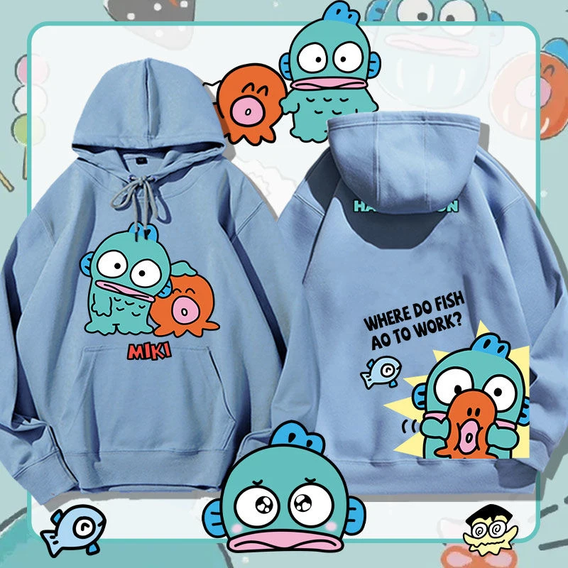 Милые толстовки с капюшоном Sanrio Hangyodon из мультфильма, обычные или флисовые милые забавные модные хлопковые повседневные топы для весны и зимы 
Милые толстовки с капюшоном Sanrio Hangyodon из мультфильма, обычные или флисовые милые забавные модные хлопковые повседневные топы для весны и зимы