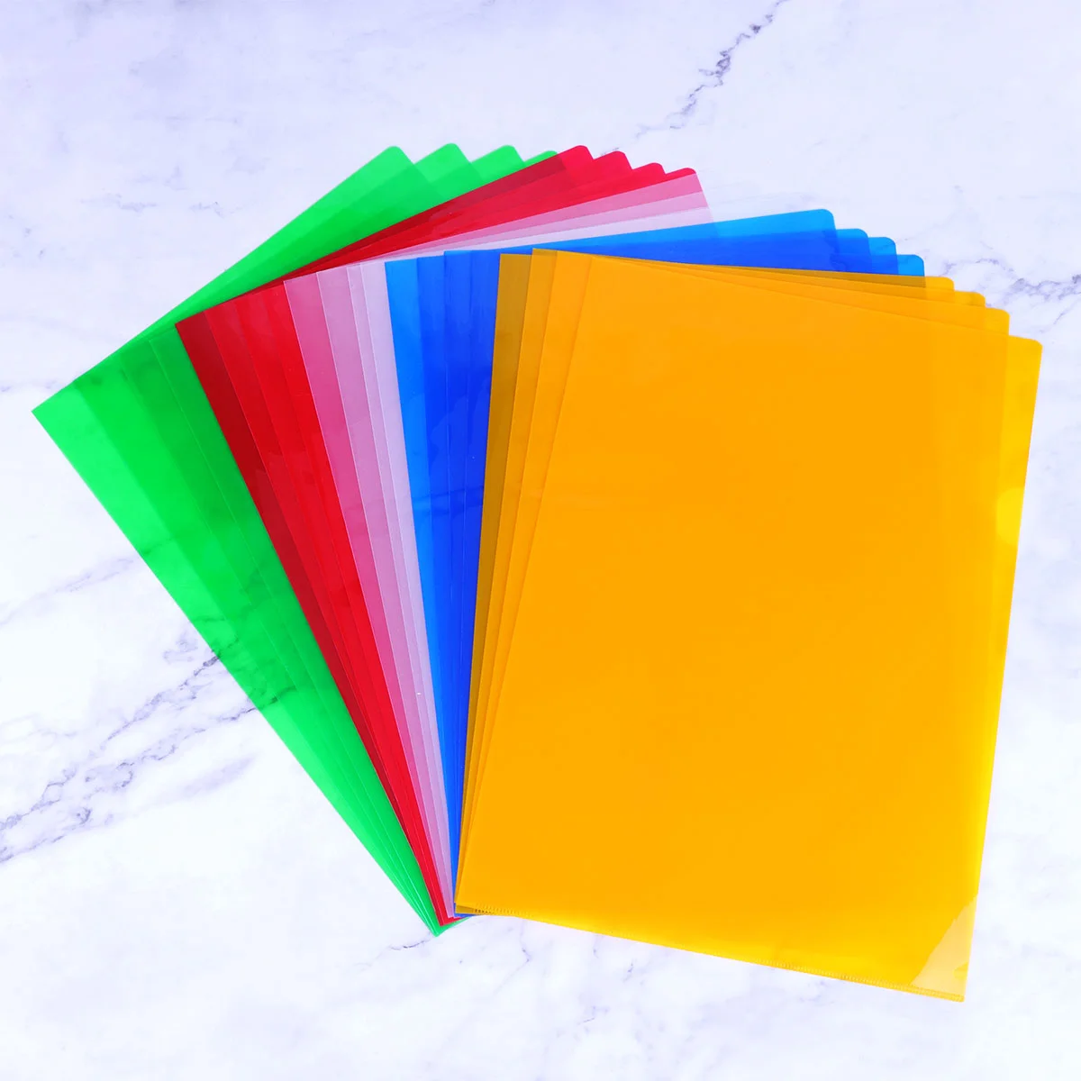 L Shape A4 Transparent Single Page Clip Plastic Document File Folder Office School Supplies Random Color
L Shape A4 Transparent Single Page Clip Plastic Document File Folder Office School Supplies Random Color