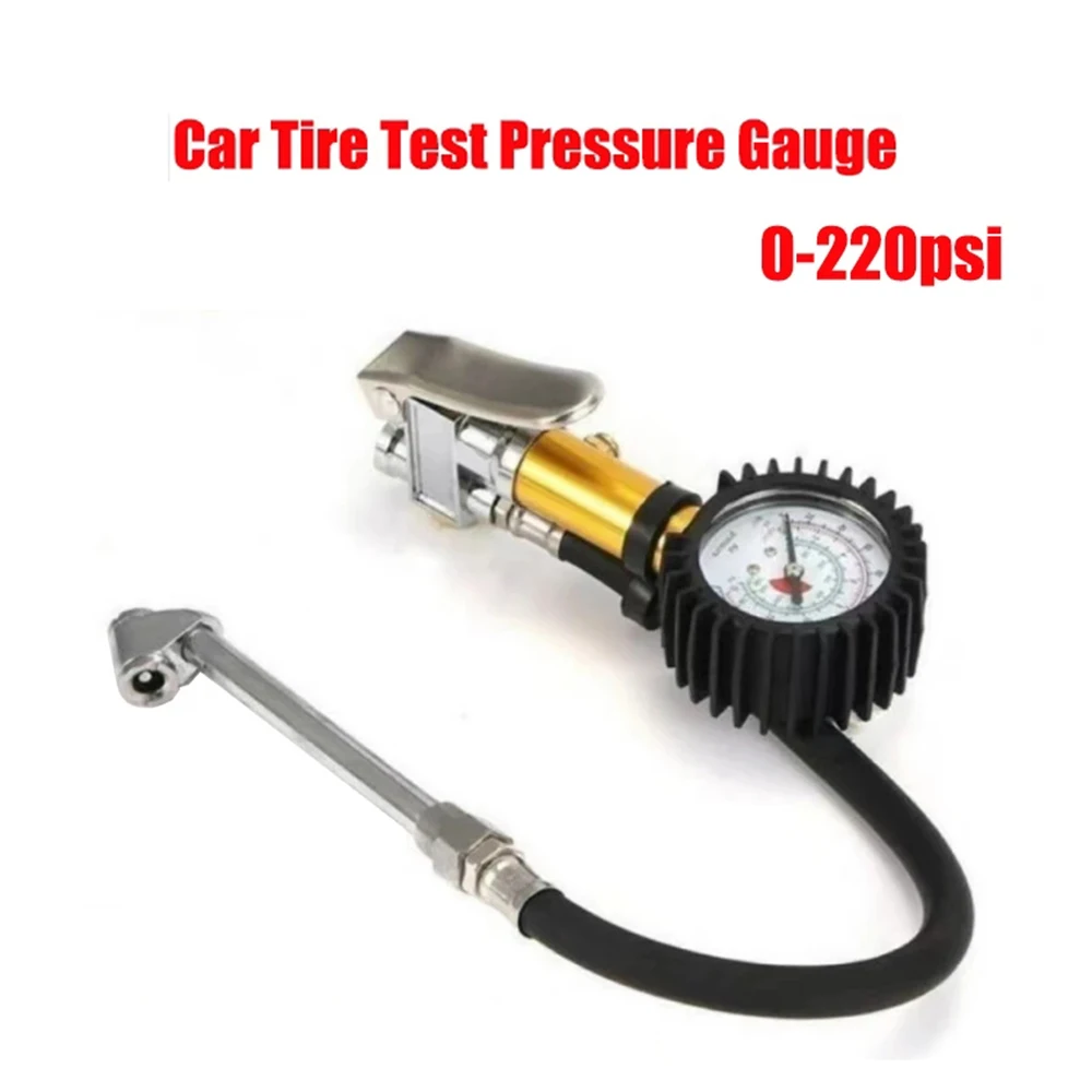 

Tyre Air Inflator Dial Pressure Meter Gauge Tire Pump Pressure Dual Air Chuck Tester Car Repair Measuring Tool 0-220Psi Display